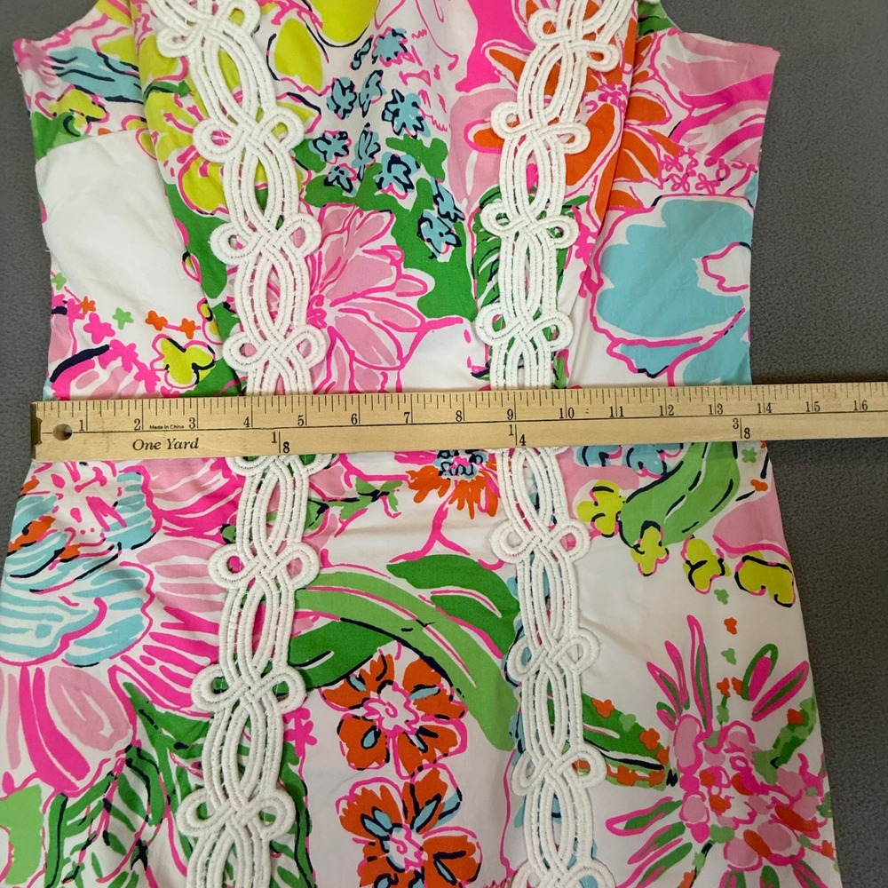Lilly Pulitzer for Target Shift Dress Womens 2 Pink Floral Lace Trim Mini Lined - Picture 6 of 14